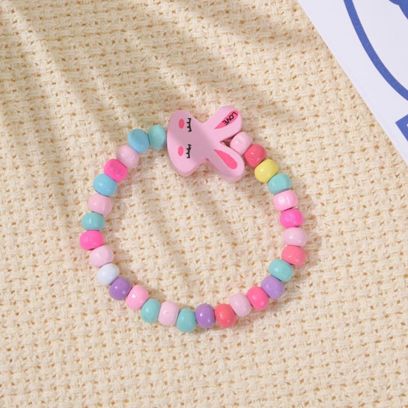 Bukela 12 Pcs Girls Bracelets Jewelry, Cute Heart Beaded, Cute Wooden Beaded Bracelets Heart Pendants Play Jewelry Gifts - Image 5