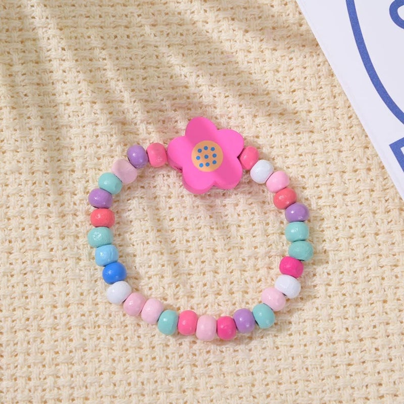 Bukela 12 Pcs Girls Bracelets Jewelry, Cute Heart Beaded, Cute Wooden Beaded Bracelets Heart Pendants Play Jewelry Gifts - Image 2