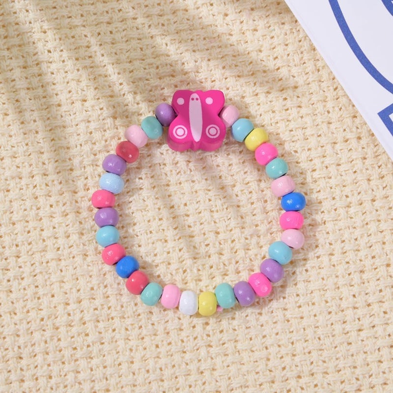 Bukela 12 Pcs Girls Bracelets Jewelry, Cute Heart Beaded, Cute Wooden Beaded Bracelets Heart Pendants Play Jewelry Gifts - Image 3