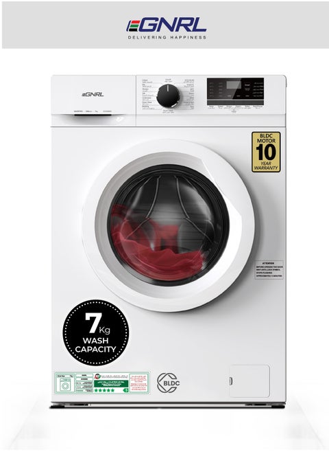 7KG Front Load Washing Machine 2024 Model, EGWM850, With INVERTER BLDC Motor 10 Year Warranty 1200 RPM 16 Program With Digital Control-LED Display Knob and Button Control Multiple Temperature (1 Year Brand Warranty)