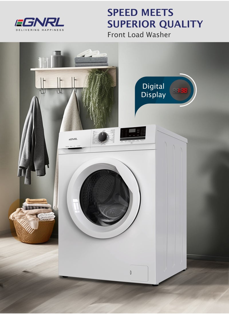 EGNRL - 7KG Front Load Washing Machine 2024 Model, EGWM850, With INVERTER BLDC Motor 10 Year Warranty 1200 RPM 16 Program With Digital Control-LED Display Knob and Button Control Multiple Temperature (1 Year Brand Warranty) - Image 1