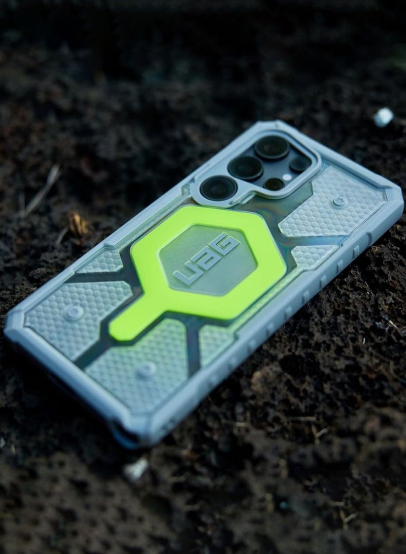Urban Armor Gear UAG Pathfinder Clear [MagSafe] Samsung Galaxy S25 ULTRA Case Cover with Wrist [Lanyard] Luminous Glow in The Dark [18 Feet Drop tested] - Active Neon  - Image 3