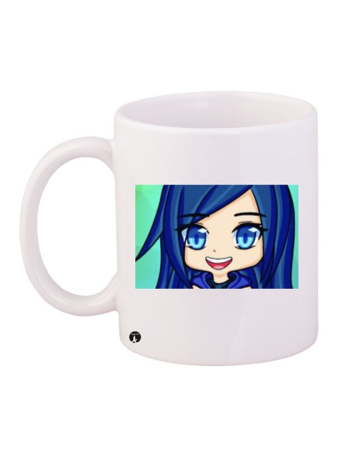 RKN Printed Ceramic Coffee Mug White/Blue/Beige - Image 2