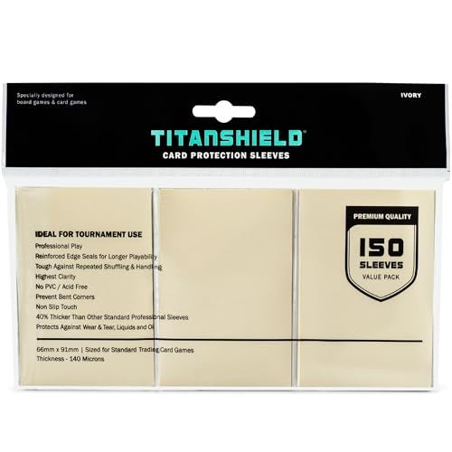 TitanShield Premium Card Sleeves Compatible with Pokemon One Piece Lorcana Flesh Blood Magic The Gathering MTG 150 Sleeves Standard 1 Ivory Standard 66x91mm - Image 1