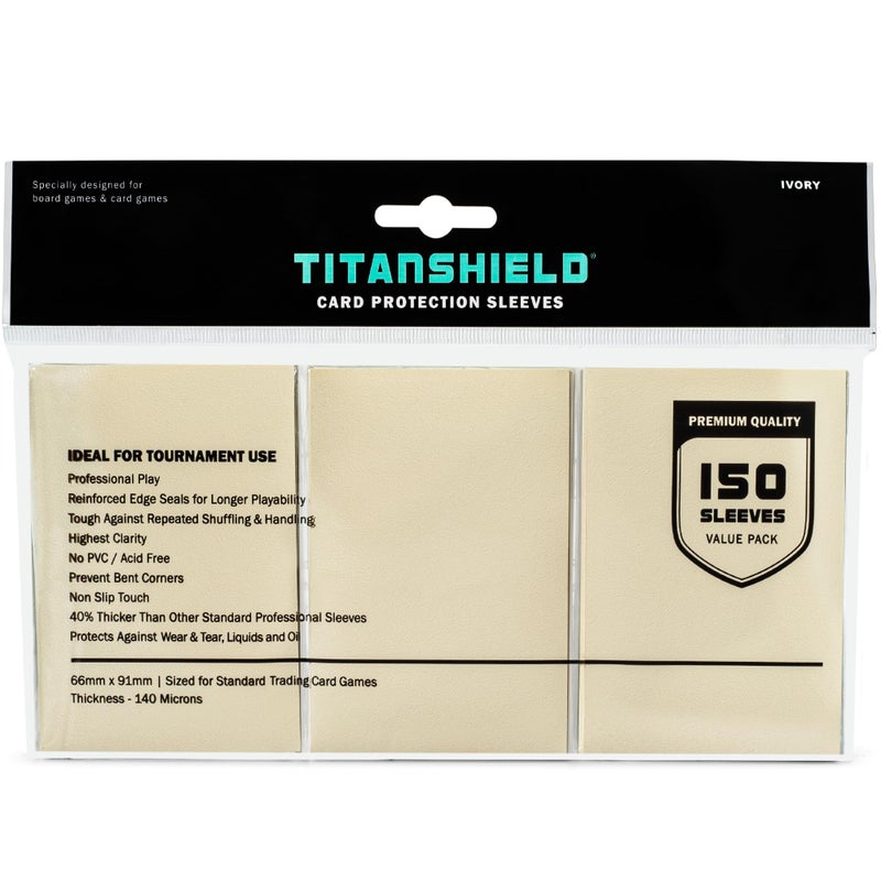 TitanShield Premium Card Sleeves Compatible with Pokemon One Piece Lorcana Flesh Blood Magic The Gathering MTG 150 Sleeves Standard 1 Ivory Standard 66x91mm - Image 2