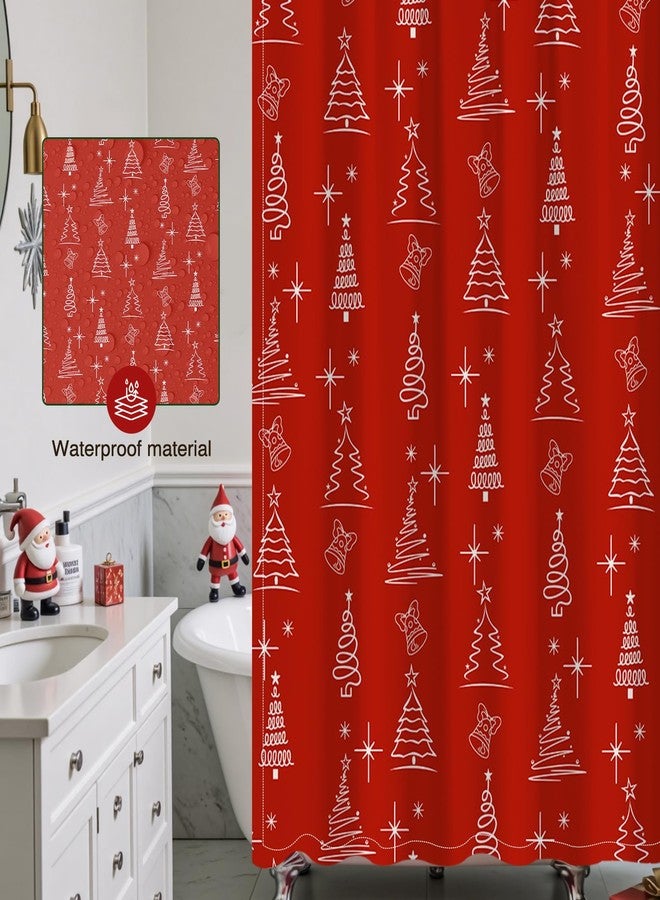 Mocsicka Red Christmas Trees Shower Curtain for Bathroom Cute Xmas Pine Trees Balls Christmas Bathroom Decor Bath Shower Waterproof Fabric Winter Holidays Home Decor Curtain 72 X 72 Inch - Image 5