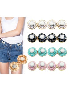 8 Sets Pant Waist Tightener for Rose Petals - Detachable Adjustable Jean on Waist Buckle Set Jean on Pins No Sewing Required Won't Pinch Skin Easy to Install 8 Set 4 Style