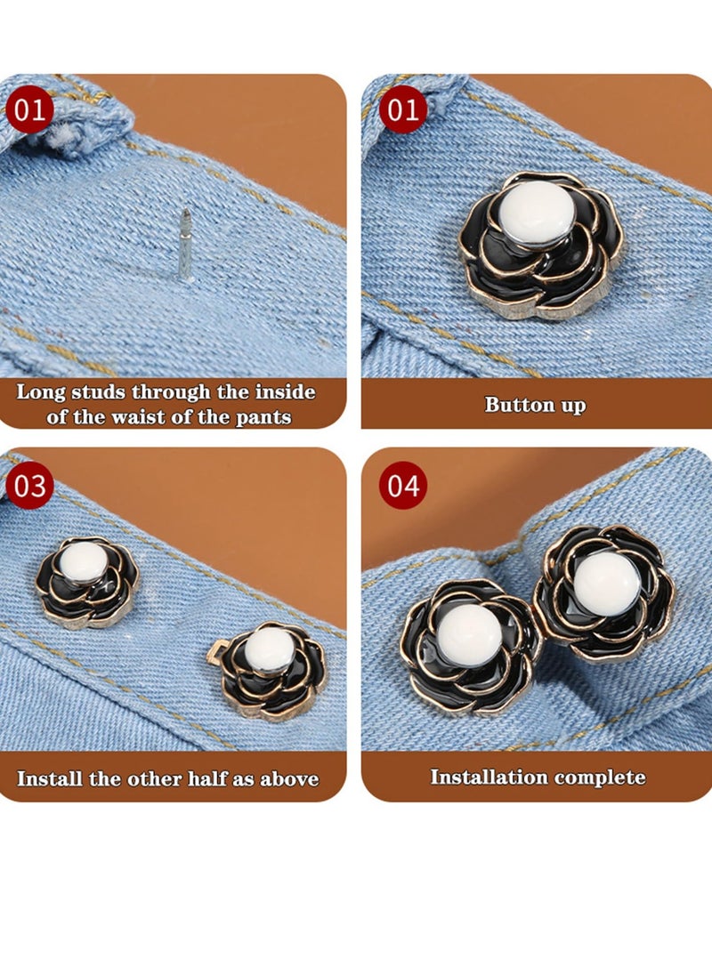 SYOSI - 8 Sets Pant Waist Tightener for Rose Petals - Detachable Adjustable Jean on Waist Buckle Set Jean on Pins No Sewing Required Won't Pinch Skin Easy to Install 8 Set 4 Style - Image 1