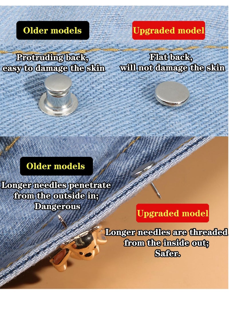 SYOSI - 8 Sets Pant Waist Tightener for Rose Petals - Detachable Adjustable Jean on Waist Buckle Set Jean on Pins No Sewing Required Won't Pinch Skin Easy to Install 8 Set 4 Style - Image 1