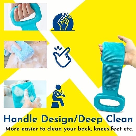 PPK24X9 PPK24X9 Silicone Bath Scrubber DoubleSided Body Back Brush Skin Cleaning Massage and Exfoliating Belt for Shower Multicolour  - Image 2