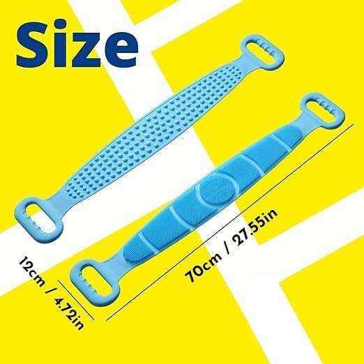 PPK24X9 PPK24X9 Silicone Bath Scrubber DoubleSided Body Back Brush Skin Cleaning Massage and Exfoliating Belt for Shower Multicolour  - Image 3