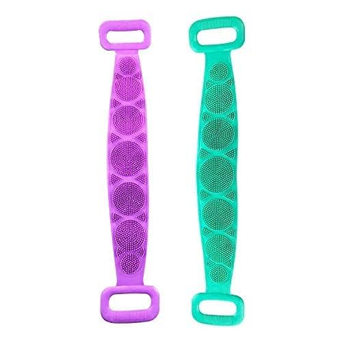 PPK24X9 PPK24X9 Silicone Bath Scrubber DoubleSided Body Back Brush Skin Cleaning Massage and Exfoliating Belt for Shower Multicolour  - Image 5