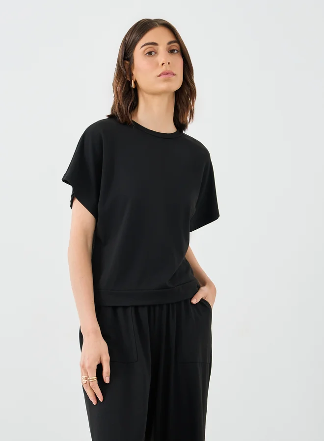تايك تو Take Two Solid Boxy Fit T-Shirt and Pants Co-Ords