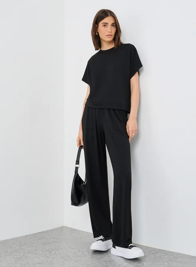 تايك تو Take Two Solid Boxy Fit T-Shirt and Pants Co-Ords