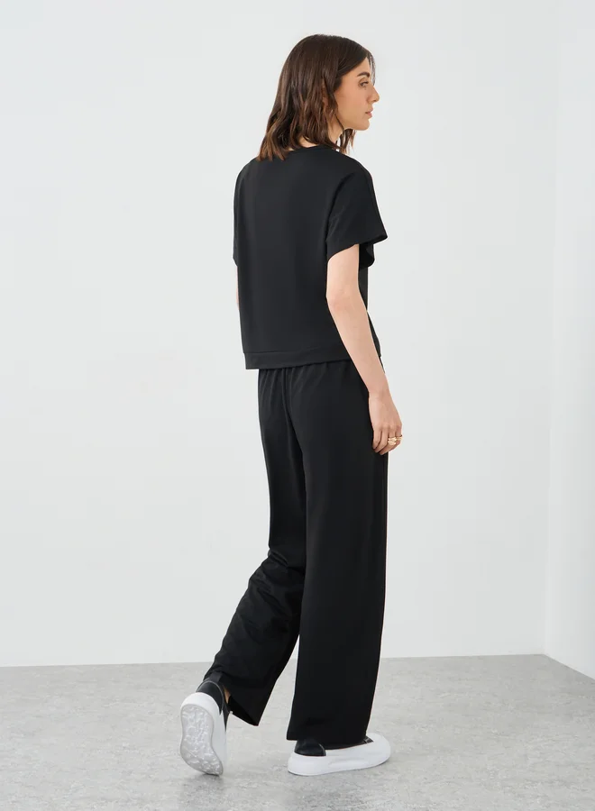 Styli Styli Solid Boxy Fit T-Shirt and Pants Co-Ords
