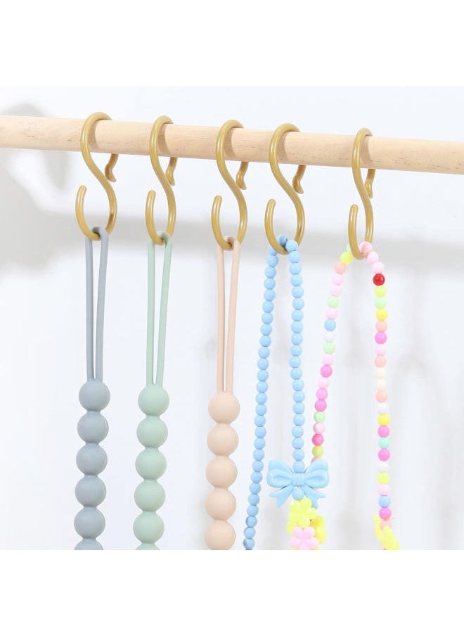 POVETIRE - 30 Pack 2.5 Inch Rubber Gold S Hook for Hanging Baby Headband Hair Accessories Baby Bib NecklaceJewelry Hat Holder - Image 1