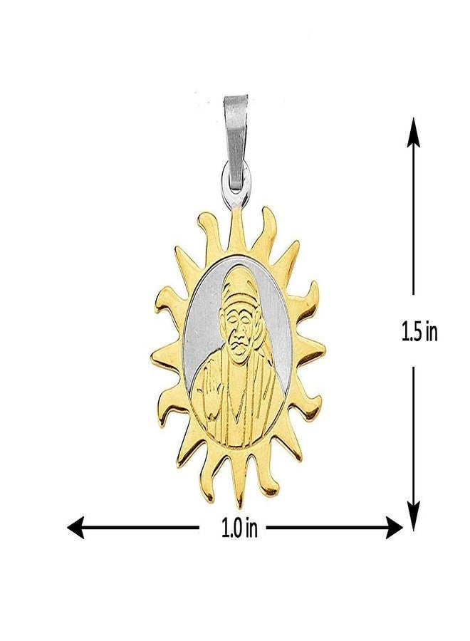 Sai Amrut Gifts Baba Brass Pendant with Silver & Gold Plated for Men & Women (Designs Available) (Sun Shape) - Image 2