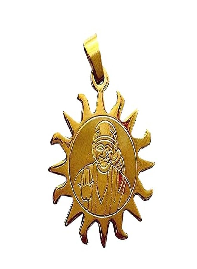 Sai Amrut Gifts Baba Brass Pendant with Silver & Gold Plated for Men & Women (Designs Available) (Sun Shape) - Image 1