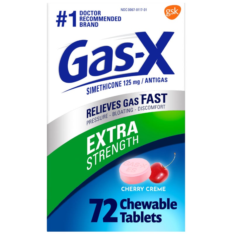 Gas-X GasX Extra Strength Chewable Gas Relief Tablets with Simethicone 125 mg for Bloating Relief Cherry 72 Count - Image 3