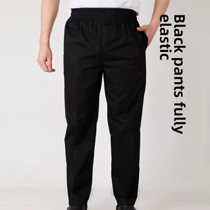 Unisex Professional Work Pants with Elastic Waist Black (full elastic waist) 