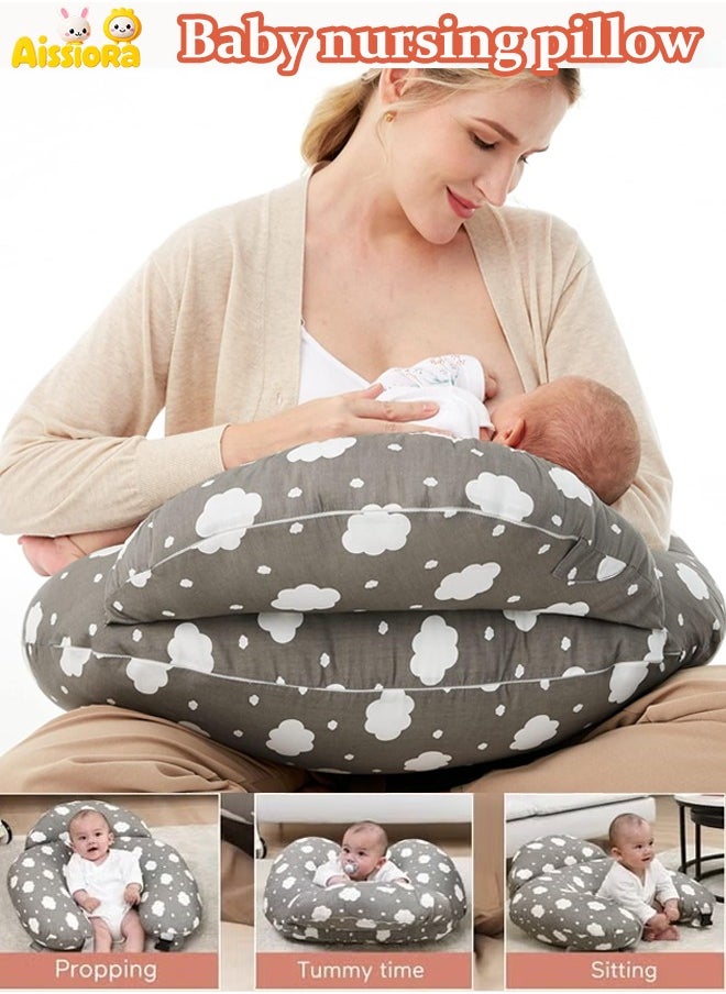 Aissiora Feeding Pillow,Nursing Pillow with Infant Support Cushion, Multi Breastfeeding Pillow with Removable Neck Belt for Mom Baby  with Adjustable Waist Strap and Removable Cotton Cover  - Image 1