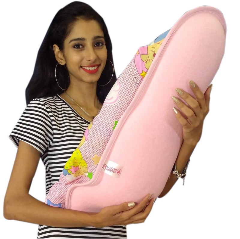 HOOPA وسادة تغذية XXL مطبوعة مع غطاء - وردي | حامل رضيع | وسادة للرضاعة | وسادة للرضاعة الطبيعية | حامل للأطفال | وسادة للرضاعة الطبيعية | حامل مائل - Image 4