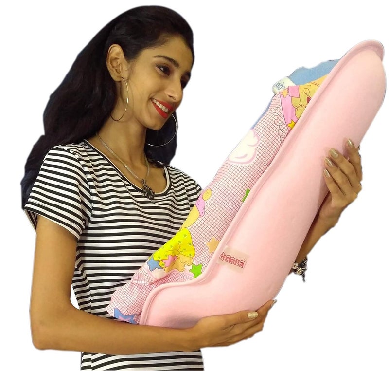 HOOPA وسادة تغذية XXL مطبوعة مع غطاء - وردي | حامل رضيع | وسادة للرضاعة | وسادة للرضاعة الطبيعية | حامل للأطفال | وسادة للرضاعة الطبيعية | حامل مائل - Image 5