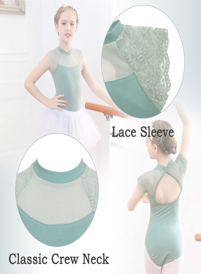 FEOYA Dance Leotard for Baby Girls Comfortable Breathable Dance Bodysuit Round Neck Snap Button Gymnastics Outfit Floral Lace Leotards - Image 4