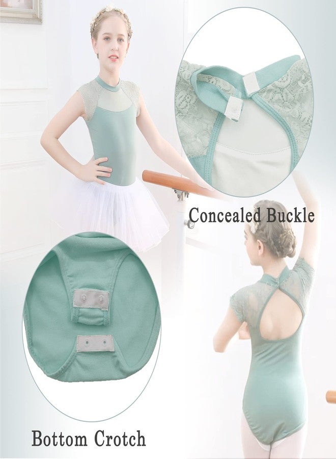 FEOYA Dance Leotard for Baby Girls Comfortable Breathable Dance Bodysuit Round Neck Snap Button Gymnastics Outfit Floral Lace Leotards - Image 3