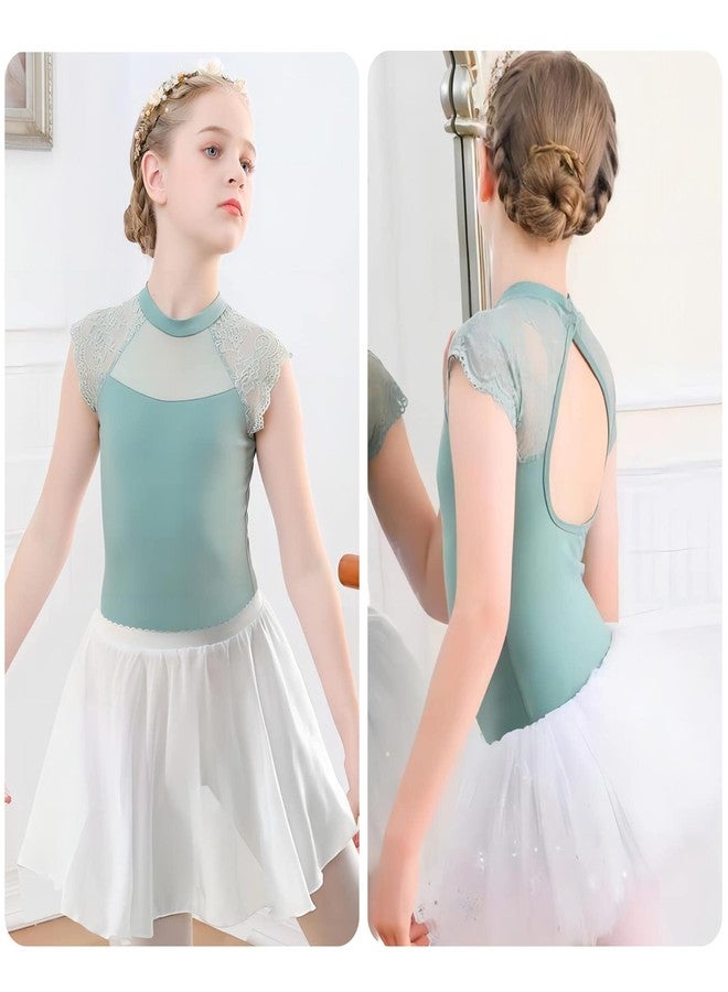 FEOYA Dance Leotard for Baby Girls Comfortable Breathable Dance Bodysuit Round Neck Snap Button Gymnastics Outfit Floral Lace Leotards - Image 2