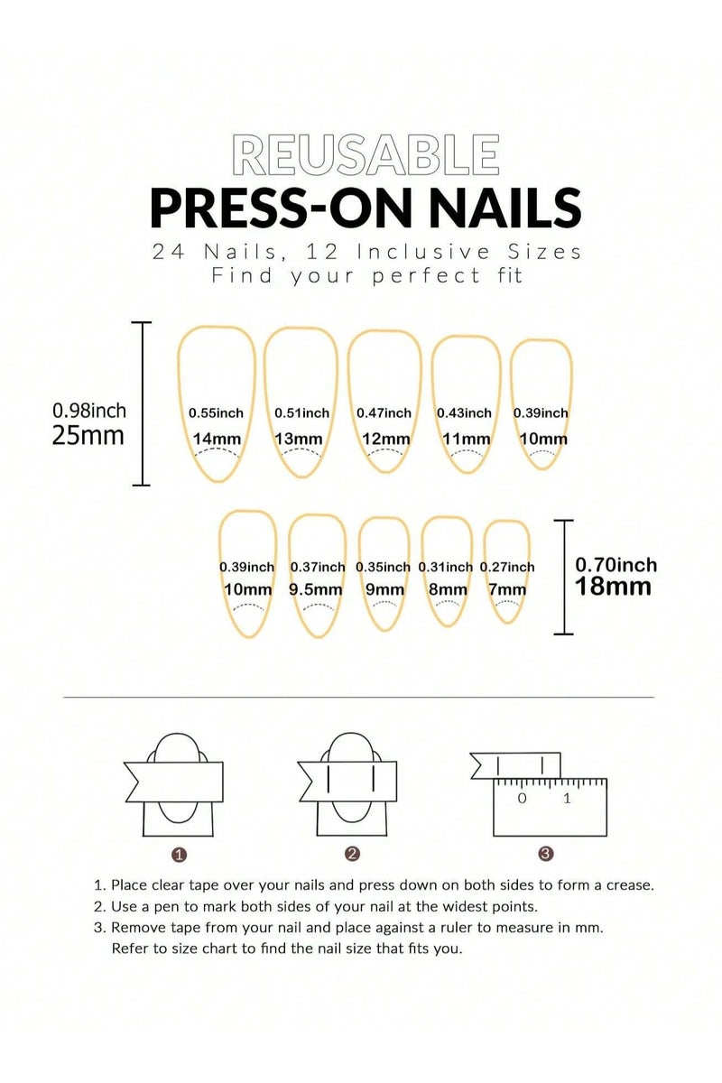 Almond shaped fake nails. The box contains 24 nails with a nail file and glue - Image 5
