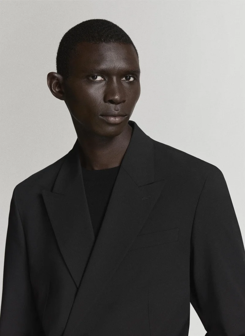 Mango Man 99-NEGRO Boston Regular-Fit Double-Breasted Suit Jacket for Men | Best Price UAE