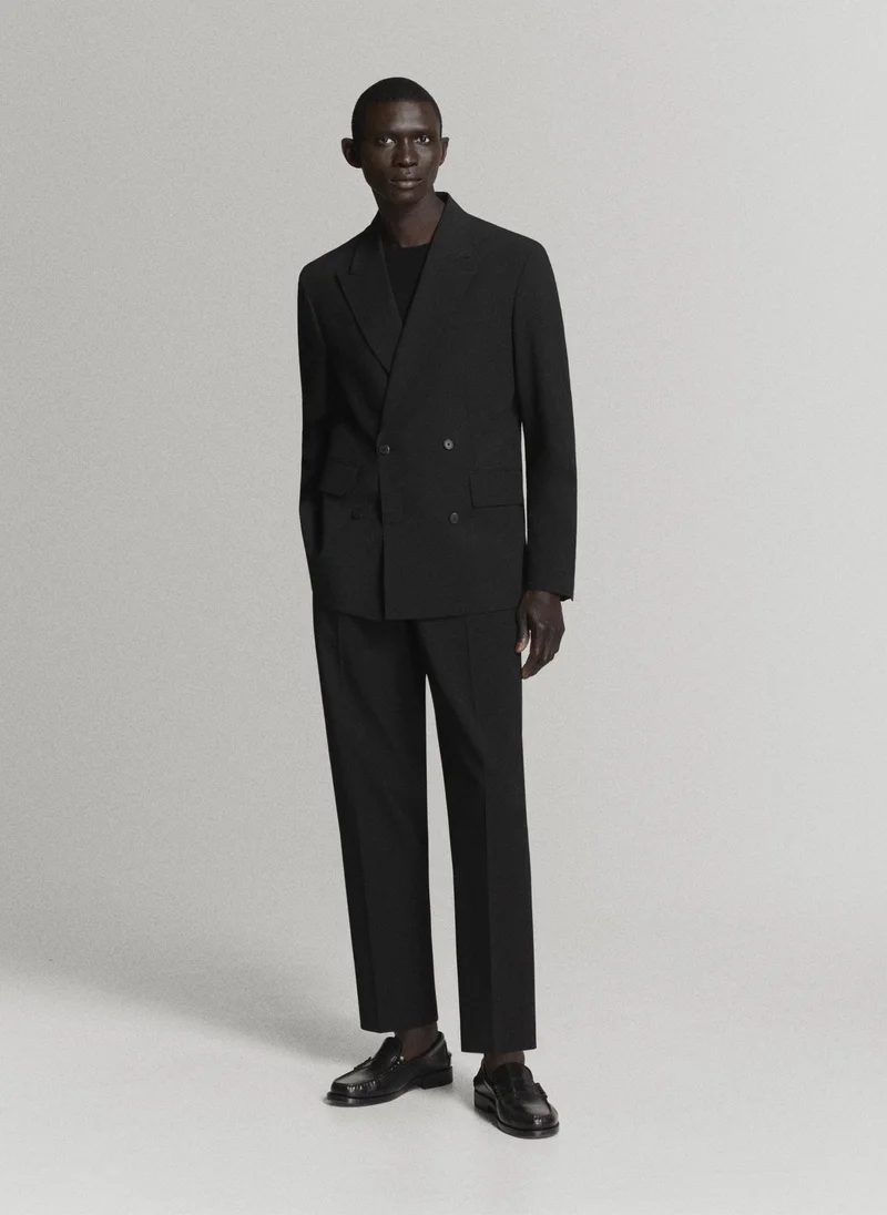Mango Man 99-NEGRO Boston Regular-Fit Double-Breasted Suit Jacket for Men | Best Price UAE