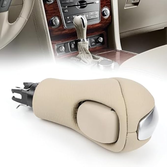 rayihni Beauenty Automatic Shift Knob for 20122020 Nissan Patrol Y62 Infiniti FX35 FX37 FX50 EX25 EX35 G25 G35 G37 QX50 QX56 QX70 QX80 Leather and Synthetic Fiber Materials Beige - Image 1