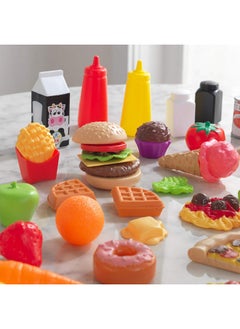 KidKraft KidKraft 65-Piece Plastic Play Food Set for Play Kitchens, Fruits, Veggies, Sweets, Drinks and More, Gift for Ages 3+  - Image 3
