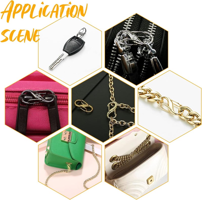 كلاراكو 12 قطعة من مشابك معدنية قابلة للتعديل من كلاركو لسلسلة المحفظة، 6 ألوان لطول سلسلة الحقيبة، مشابك تقصير معدنية رفيعة، أداة ضبط سلسلة حقيبة اليد، ملحقات موصلات وصلات، 1×0.5 بوصة - Image 4