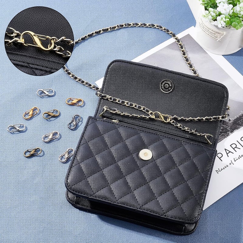 كلاراكو 12 قطعة من مشابك معدنية قابلة للتعديل من كلاركو لسلسلة المحفظة، 6 ألوان لطول سلسلة الحقيبة، مشابك تقصير معدنية رفيعة، أداة ضبط سلسلة حقيبة اليد، ملحقات موصلات وصلات، 1×0.5 بوصة - Image 2