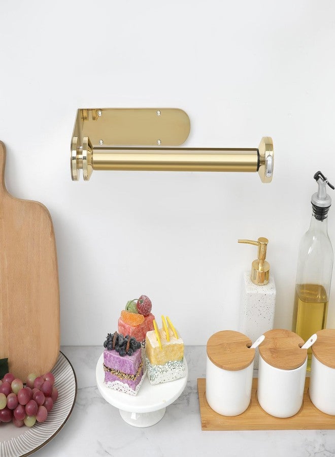 theaoo Paper Towel Holder Under Cabinet, One-Handed Tear Wall Mount Paper Towel Holder Dispenser with Damping Function for Kitchen Organization, Stainless Steel, Self-Adhesive or Drill mounting, Gold - Image 5