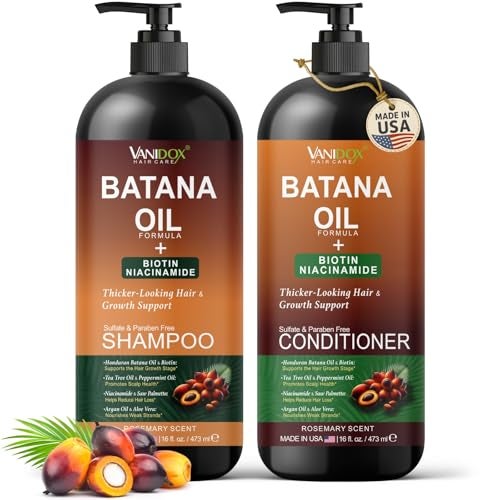 VANIDOX Batana Oil Shampoo and Conditioner Set Biotin Niacinamide Infused SulfateFree ParabenFree Moisturizing Strengthening Hair Care for All Hair Types 2 x 16 fl oz - Image 1
