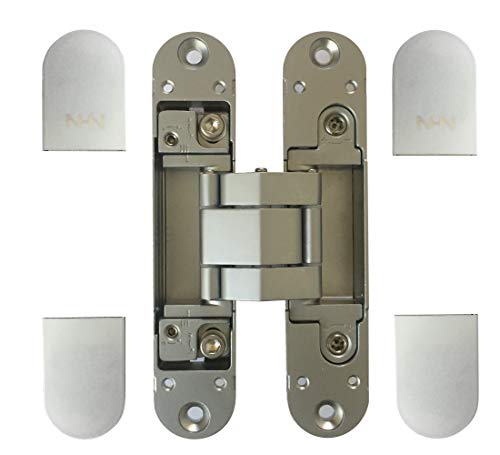 NHN KT3D140 Invisible Hinge Set of Two2 Up to 132lbs Doors Concealed and Streamline Door Hinge 3D Adjustable Up to 132lbs Satin Chrome - Image 3