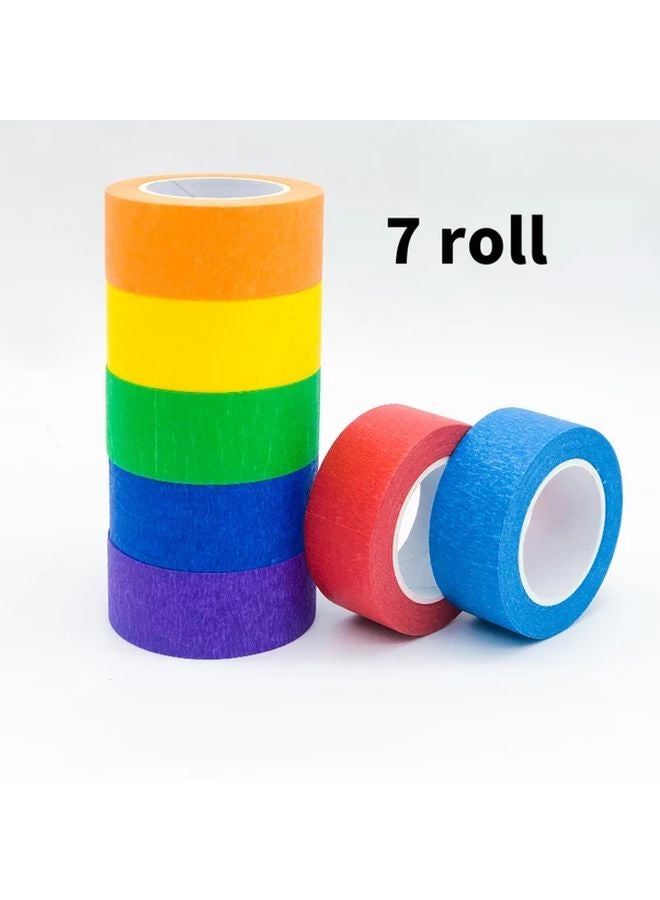 7 لفة شريط تلوين ملون مجموعة 590 بوصة لكل لفة ألوان قوس قزح للحرف اليدوية وسكرابوكينغ - Image 1