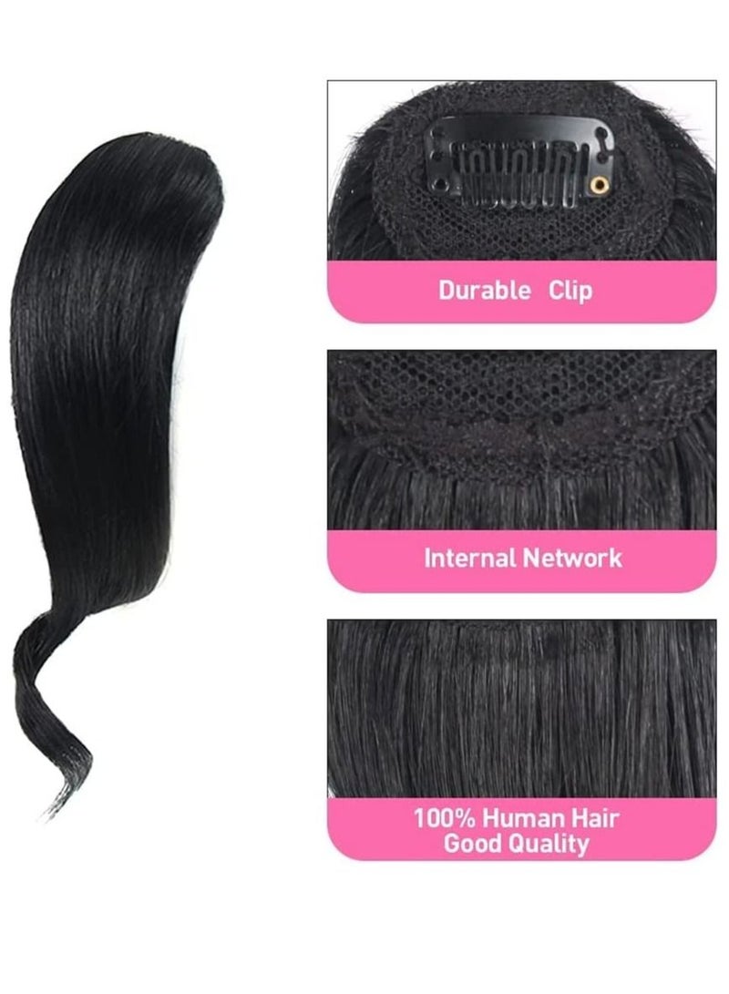 إستيل Estelle 2 قطعة مشبك جانبي مموج في الانفجارات وصلات شعر بشري حقيقي مموج بشراشيب أسود نفاث - Image 4