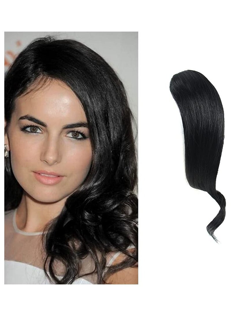 إستيل Estelle 2 قطعة مشبك جانبي مموج في الانفجارات وصلات شعر بشري حقيقي مموج بشراشيب أسود نفاث - Image 1