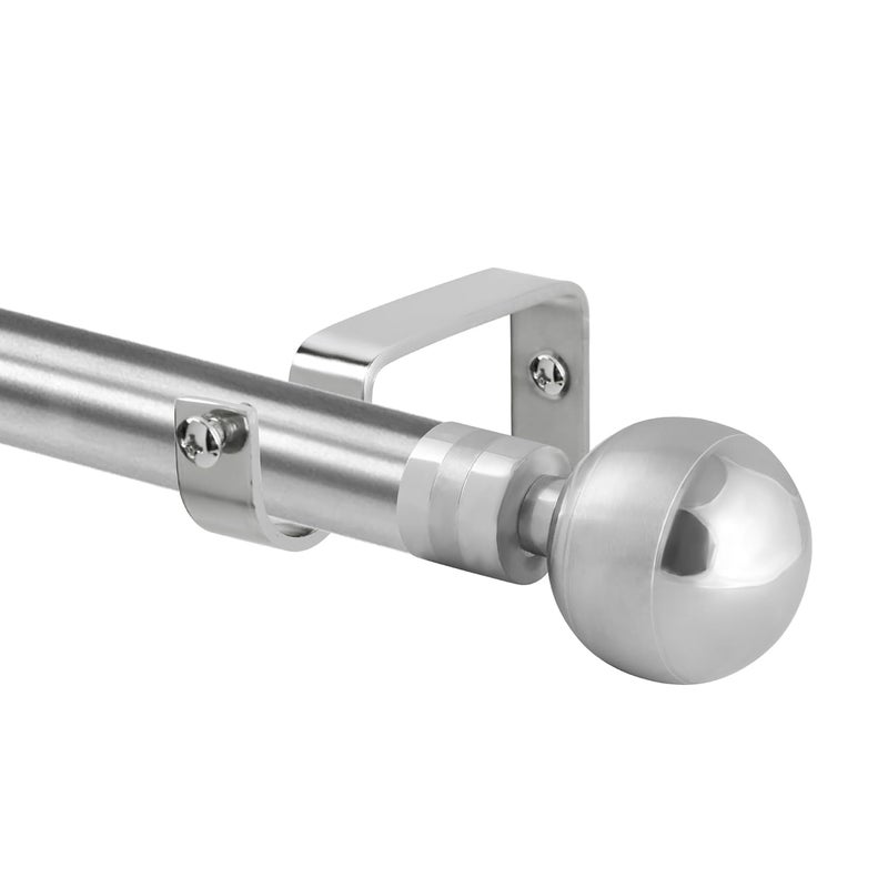 FAPBADRI Curtain KnobsFinials with Supports for 1 inch Curtain RodPipe Screws Wallplugs Included Material Stainless Steel Design Round Color Silver 1 Set
