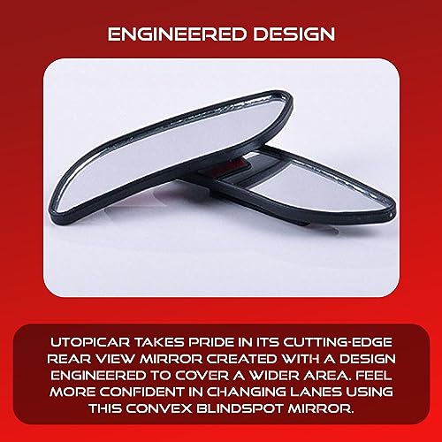Utopicar Long Blind Spot Car Mirror Aesthetic Convex Mirrors - Side Mirror Engineered Design - Up & Down Adjustable - Blind Spot Rear View Mirrors for Car (2-Pack) - Image 4