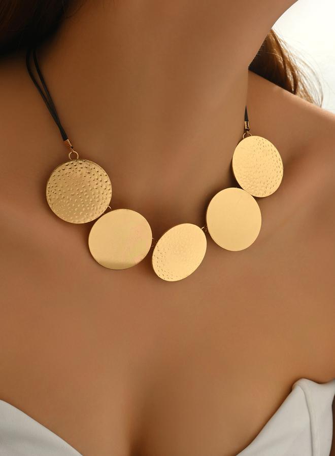 Take Two Gold Metal Round Necklace - Image 1