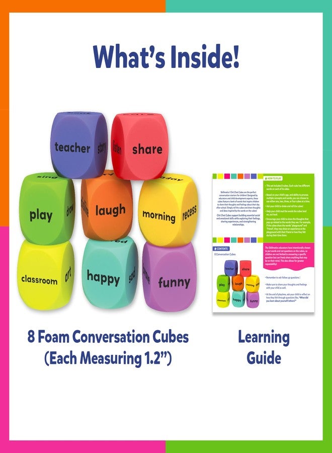 سكيلماتيكس مكعبات محادثة من سكيل ماتيك للأطفال - 8 مكعبات إسفنجية للتعلم الاجتماعي والعاطفي، هدايا تذكارية لعيد الميلاد، لوازم دراسية، موارد للمعلمين، أدوات للتوحد، هدايا للأعمار من 4 و5 و6 و7 سنوات فما فوق - Image 3