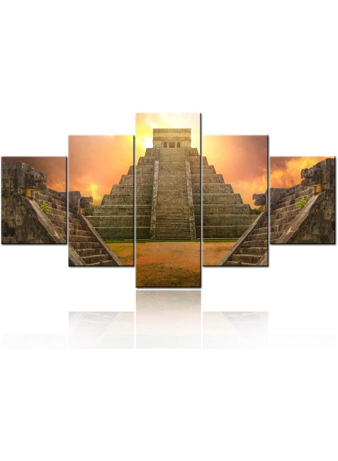 Home Trove Tumovo 5 Piece Aztec Pictures 60''W X 32''H Red  - Image 1