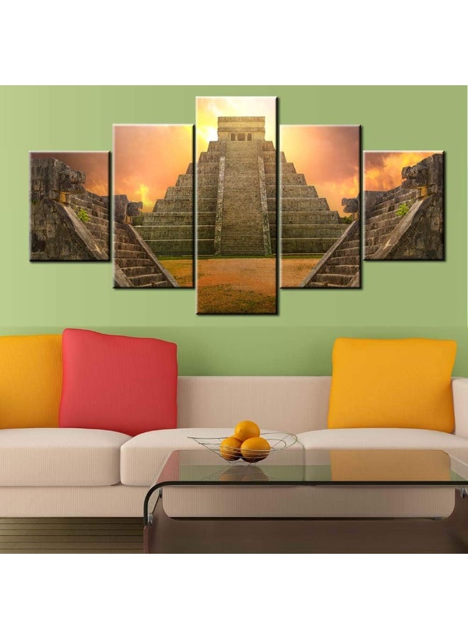 Home Trove Tumovo 5 Piece Aztec Pictures 60''W X 32''H Red  - Image 3