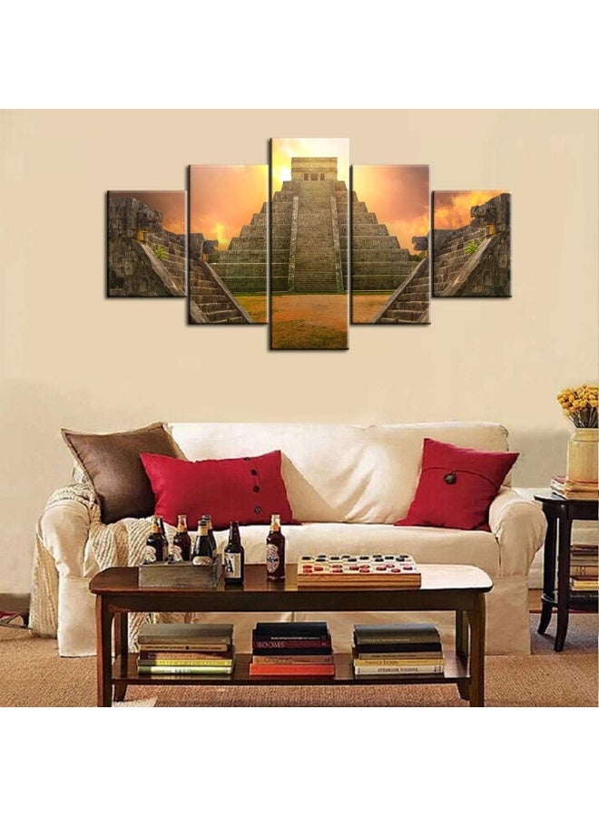 Home Trove Tumovo 5 Piece Aztec Pictures 60''W X 32''H Red  - Image 2